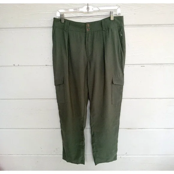 Paige Women's Becca High Waisted Laurel Green Pants Tapered Pockets Size 6 - Picture 3 of 16